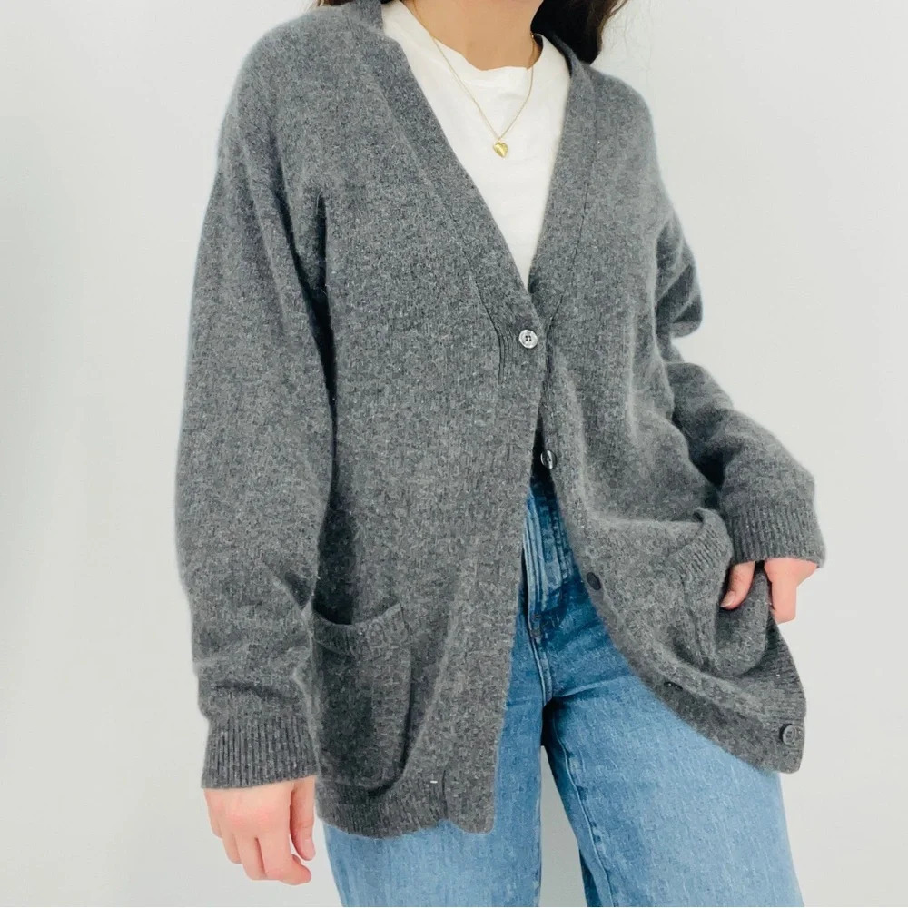 SOLD vintage lambswool angora rabbit hair blend button down cardigan sweater - Picture 1 of 5